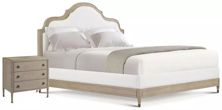 Willow Creek White and Riverwash Oak Upholstered Willowmere Panel Bedroom Set