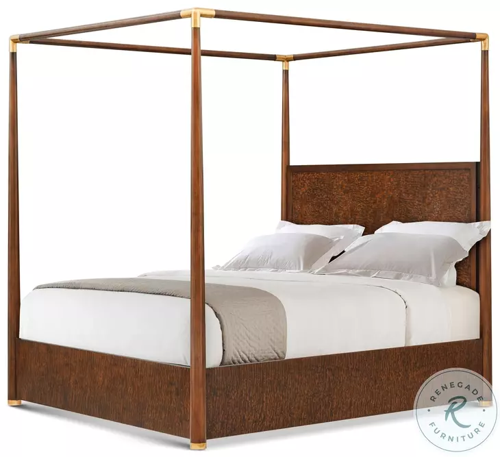 Kesden Pyramid Brown California King Poster Canopy Bed
