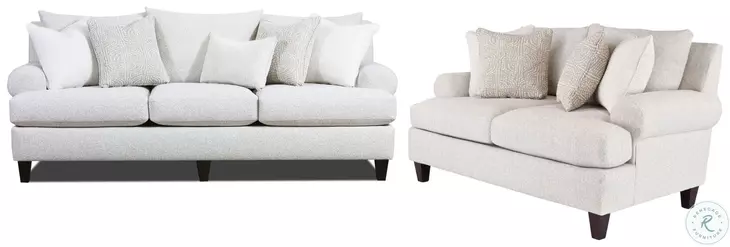 Hogan Cotton Off White Performance Fabric Living Room Set with Round Arm