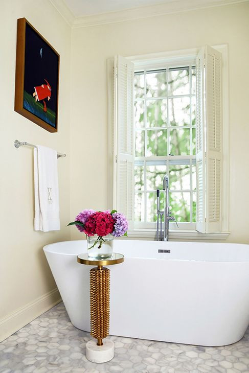 Talia Gold and White Round Mirror Top Side Table