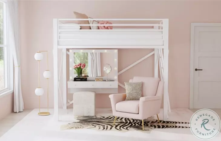 Delilah White Full Loft Bed
