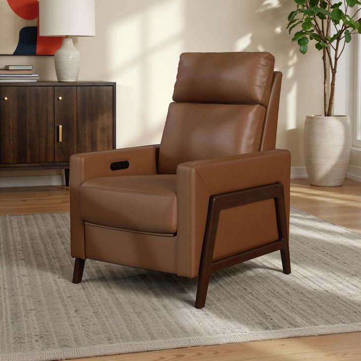 Continental Tan Power Recliner with USB Charging