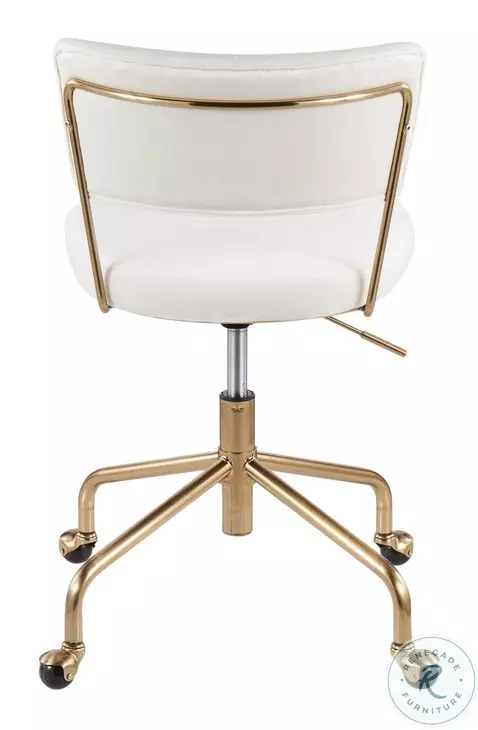Tania Gold Metal And Cream Velvet Swivel Task Chair From