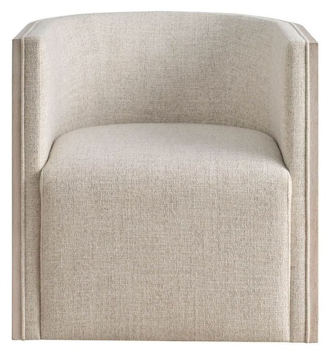 Vail Monique Linen and White Oak Upholstered Swivel Chair