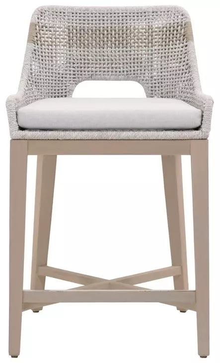 Tapestry Pumice Performance Fabric Upholstered Outdoor Counter Height Stool