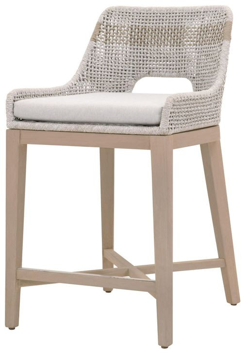 Tapestry Pumice Performance Fabric Upholstered Outdoor Counter Height Stool