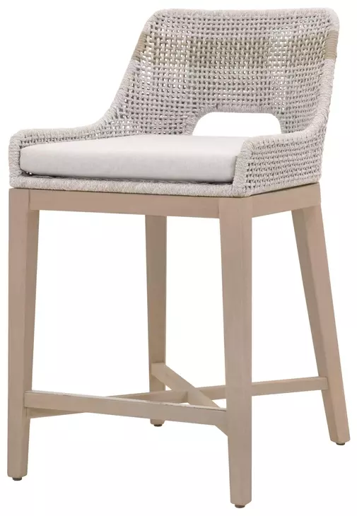 Tapestry Pumice Performance Fabric Upholstered Outdoor Counter Height Stool