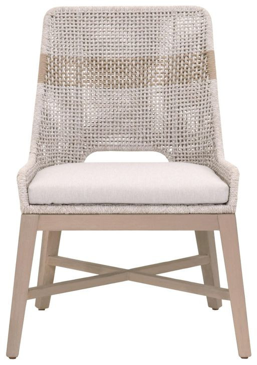 Tapestry Pumice Performance Fabric Upholstered Outdoor Dining Chair Set of 2