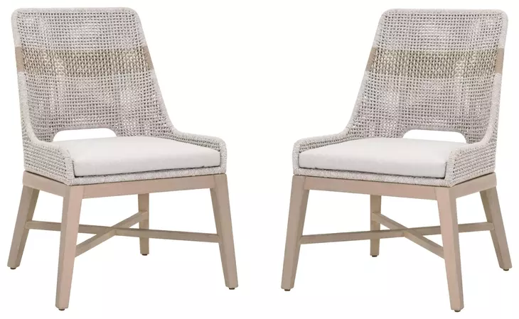Tapestry Pumice Performance Fabric Upholstered Outdoor Dining Chair Set of 2