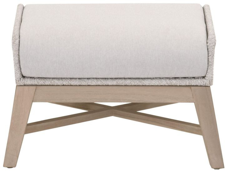 Tapestry Pumice Performance Fabric Upholstered Outdoor Rectangular Footstool