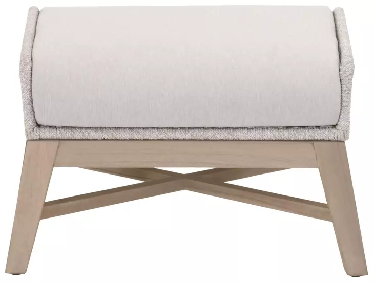 Tapestry Pumice Performance Fabric Upholstered Outdoor Rectangular Footstool