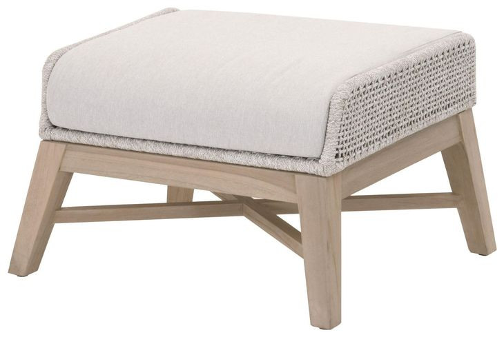 Tapestry Pumice Performance Fabric Upholstered Outdoor Rectangular Footstool