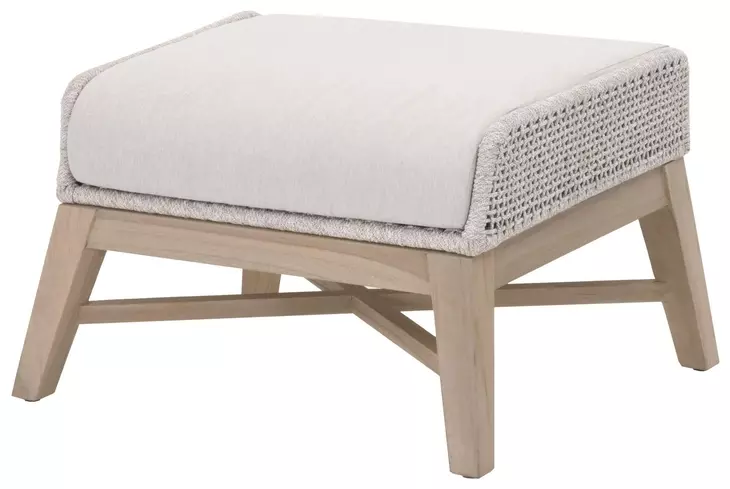 Tapestry Pumice Performance Fabric Upholstered Outdoor Rectangular Footstool