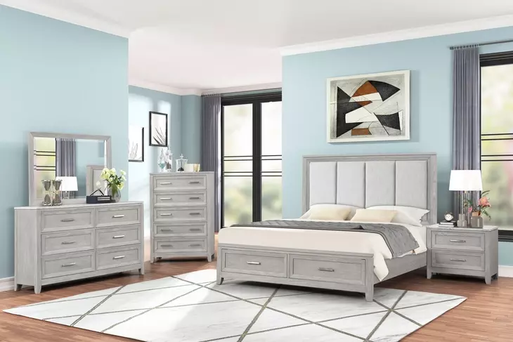 Fiona Mist Gray Rectangular Dresser Mirror