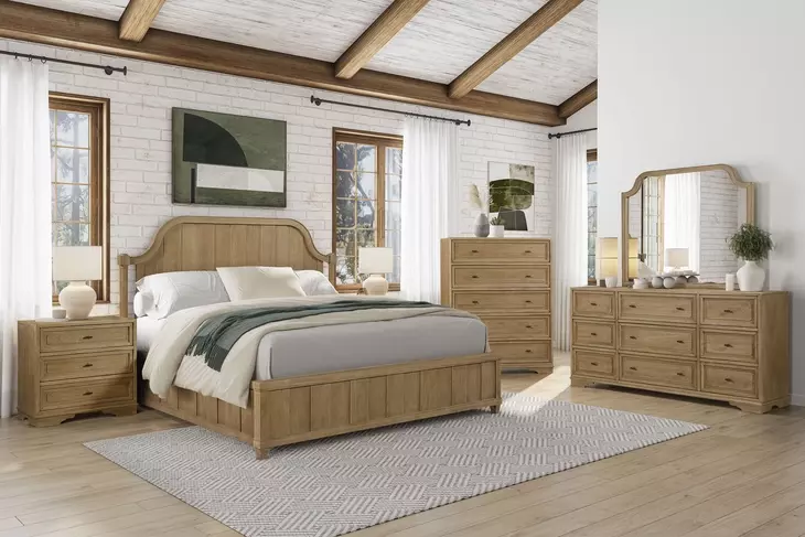 Magnolia Cashew Planked Panel Bedroom Set