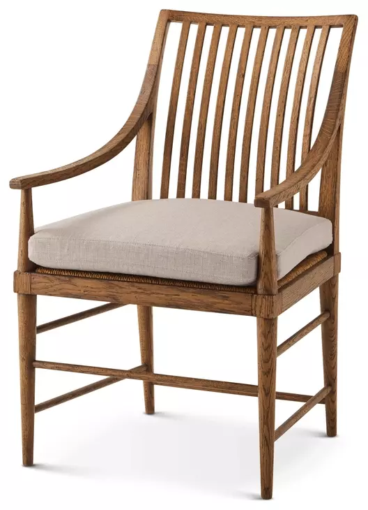 Nova III Beige Performance Fabric Upholstered Dining Arm Chair Set of 2
