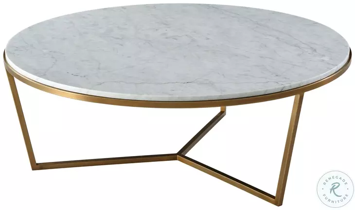 TA Studio No. 4 Fisher Brushed Brass Marble Round Cocktail Table
