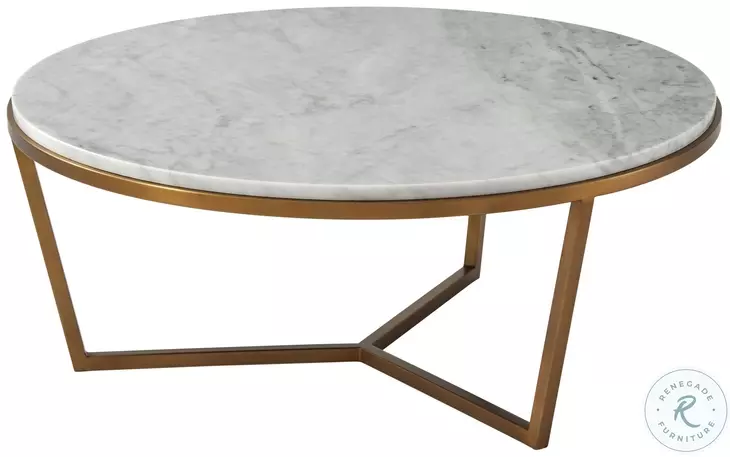 TA Studio No. 4 Small Fisher Gray And Gold Marble Round Cocktail Table