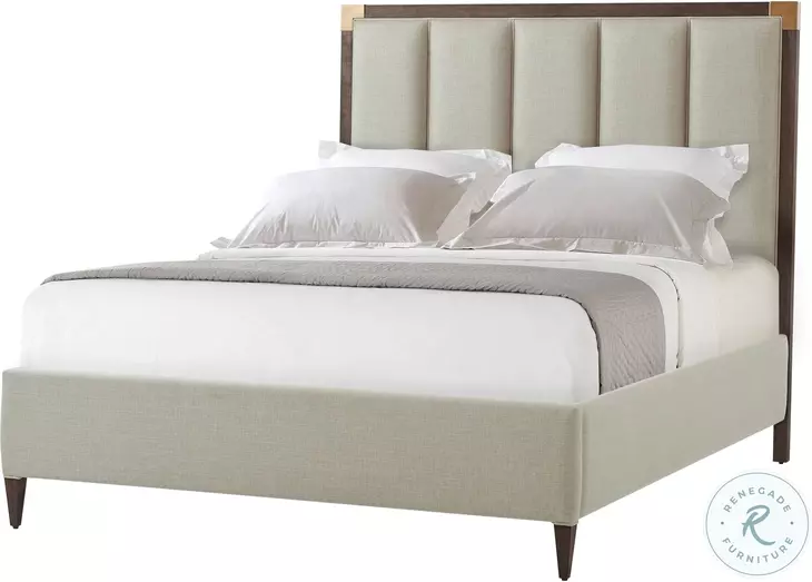 TA Studio No. 1 Embassy Cardamon and Brass Queen Upholstered Panel Bed