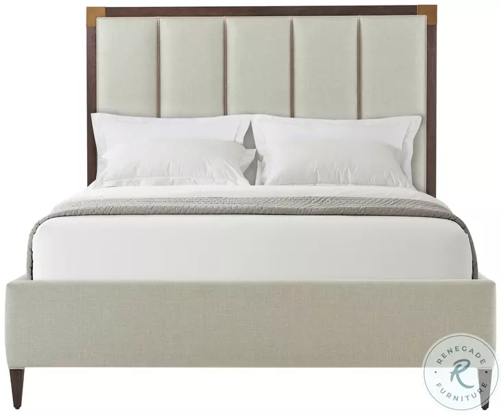 TA Studio No. 1 Embassy Cardamon and Brass Queen Upholstered Panel Bed