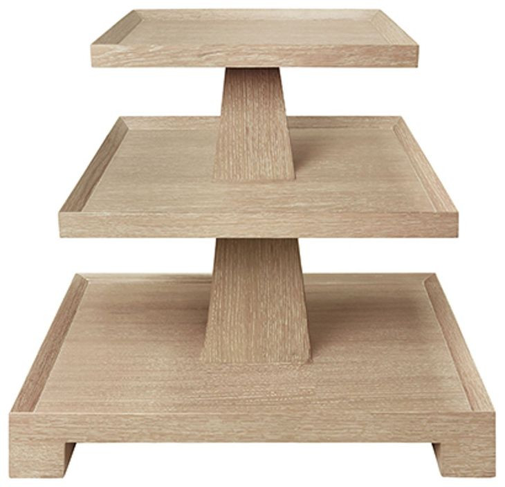 Tatiana Brown Rectangular Side Table with 2 Shelves