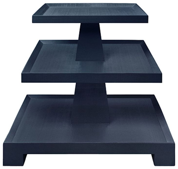 Tatiana Textured Navy Rectangular Side Table with 2 Shelves