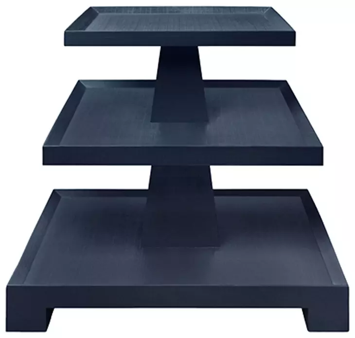 Tatiana Textured Navy Rectangular Side Table with 2 Shelves