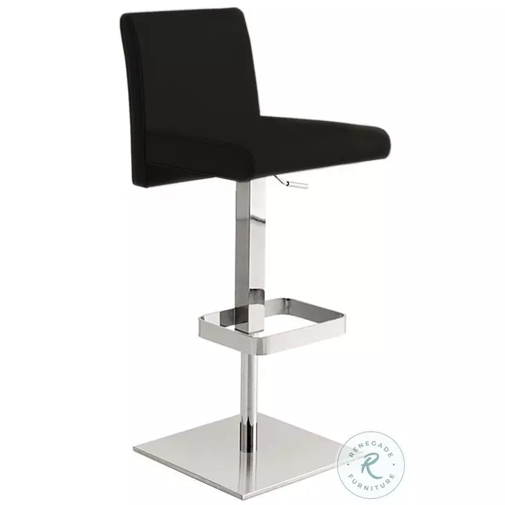 Vittoria Black Leather Bar Stool