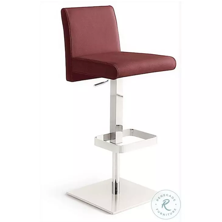 Vittoria Burgundy Leather Bar Stool