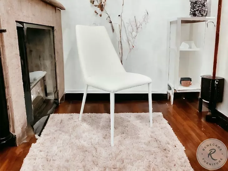 Mia White Leather Dining Chair Set of 2