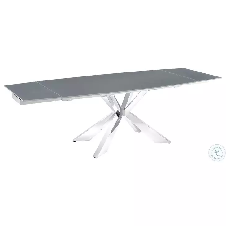 Icon Gray And High Polished Stainless Steel Extendable Dining Table