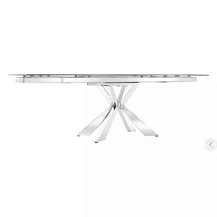 Icon Gray And High Polished Stainless Steel Extendable Dining Table