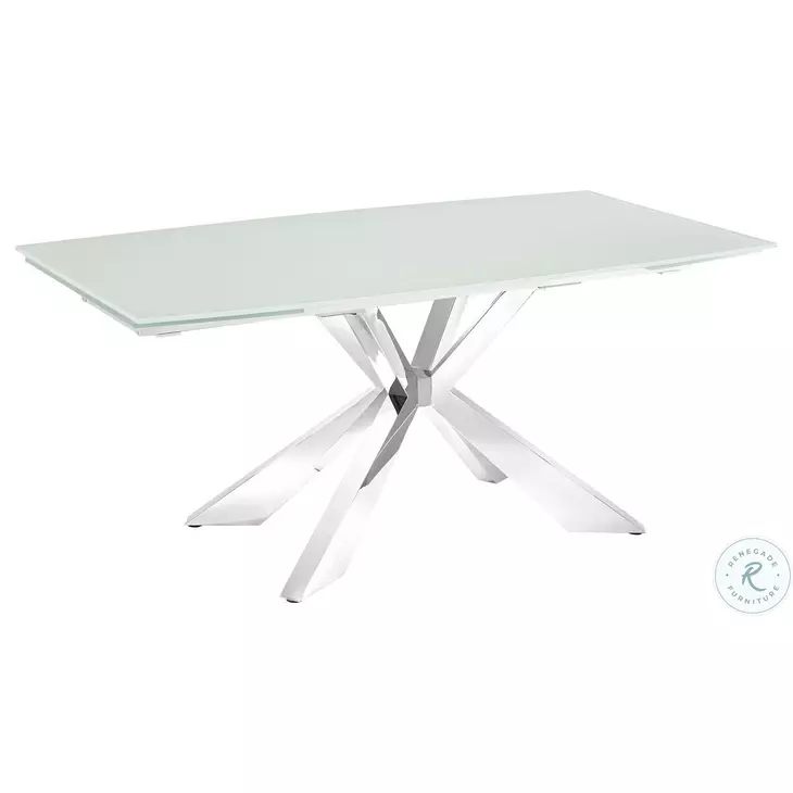 Icon White And High Polished Stainless Steel Extendable Dining Table
