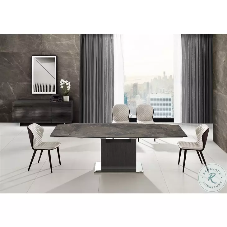 Olivia Brown And Dark Grey Oak Extendable Dining Table