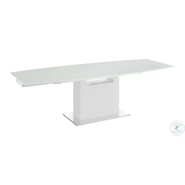 Olivia White Glass Extendable Dining Table