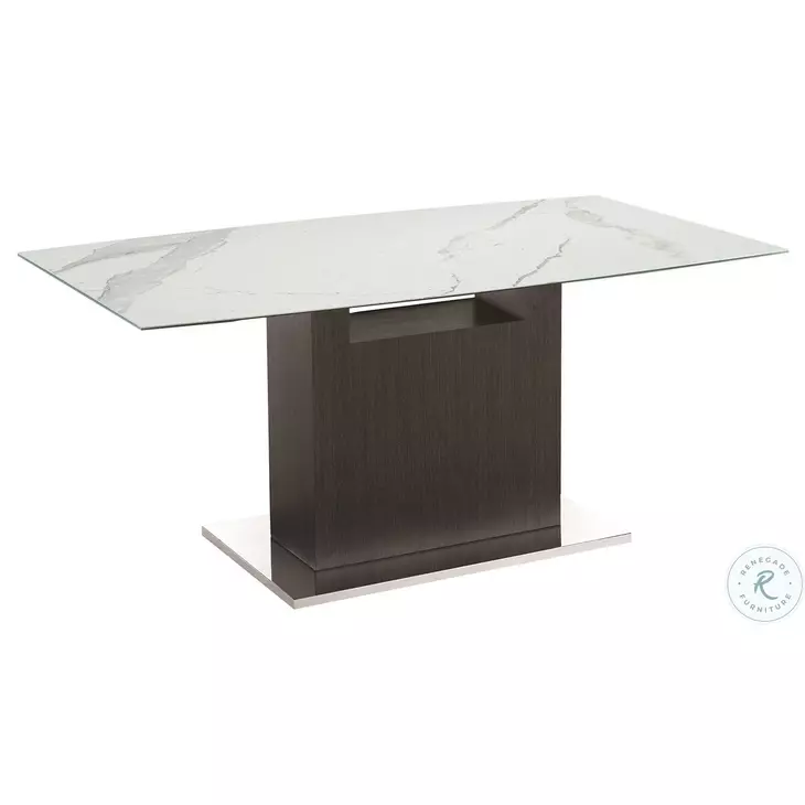 Olivia White Marbled And Dark Grey Oak Dining Table