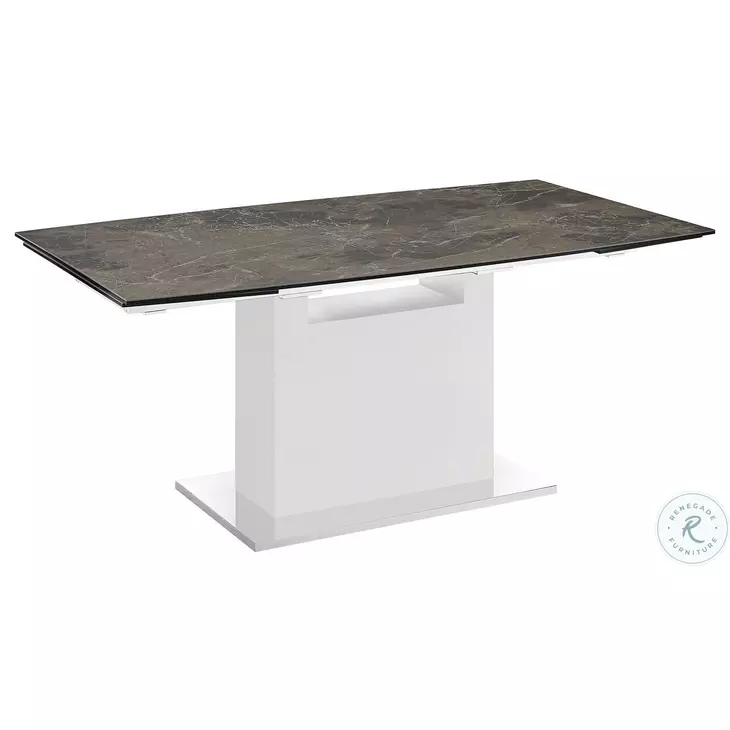Olivia Brown Marbled And White Dining Table