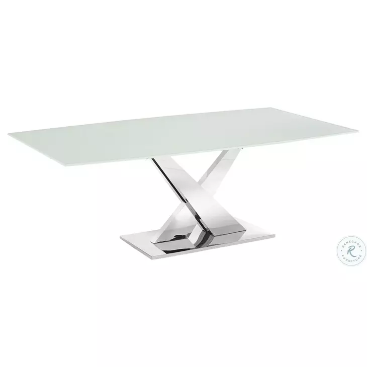 X Base White And High Polished Stainless Steel Dining Table
