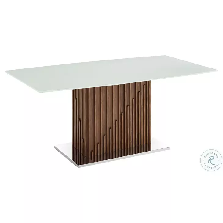 Moon White And Walnut Dining Table