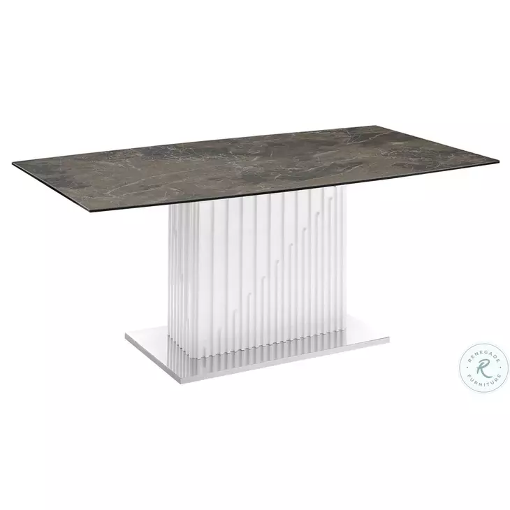 Moon Brown Marbled And White Dining Table