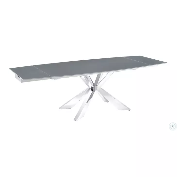 Icon Motorized Gray And High Polished Stainless Steel Extendable Dining Table