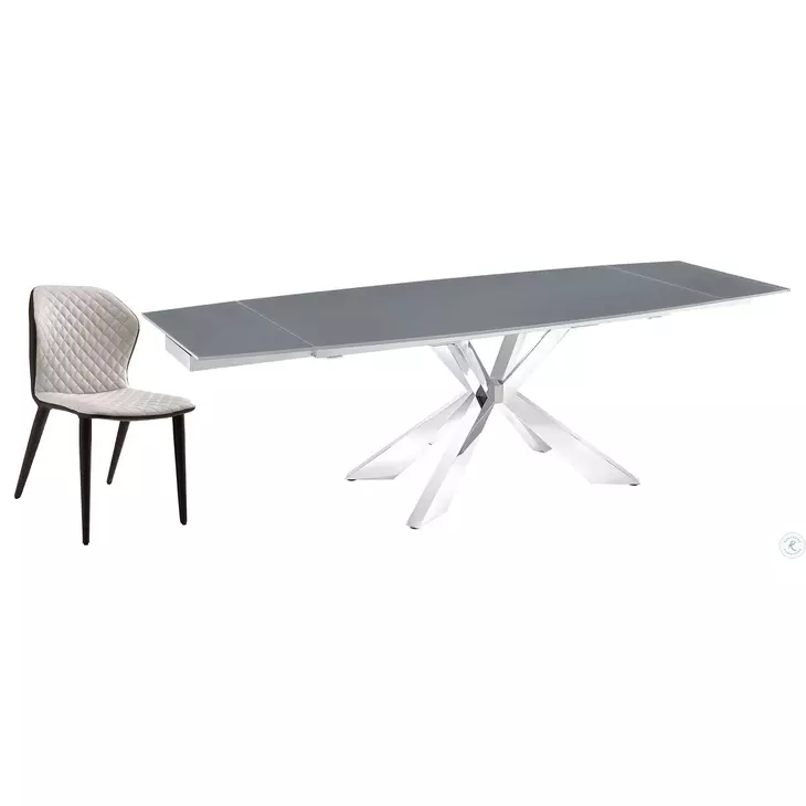 Icon Motorized Gray And High Polished Stainless Steel Extendable Dining Table
