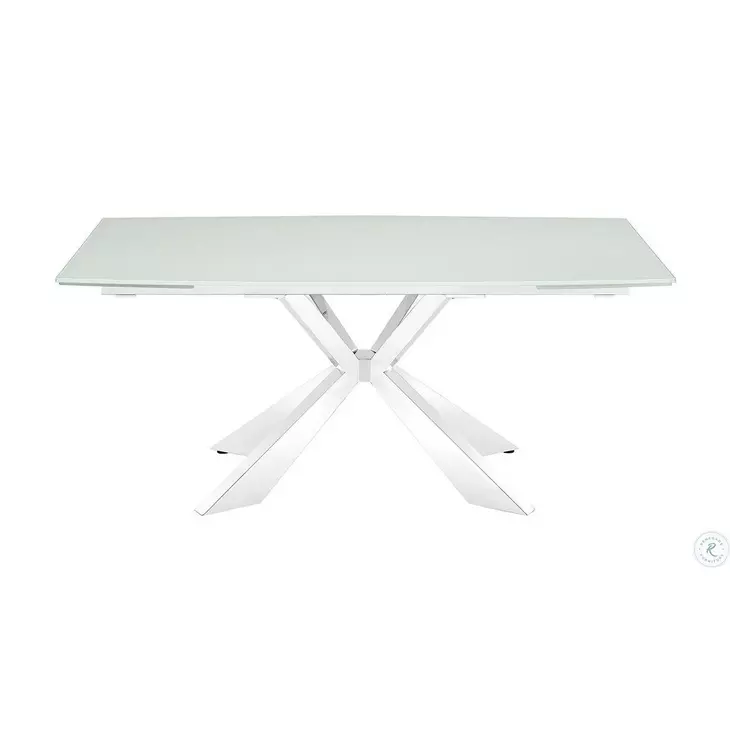 Icon Motorized White And Polished Stainless Steel Extendable Dining Table
