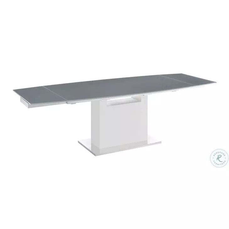 Olivia Gray Glass And White Motorized Extendable Dining Table