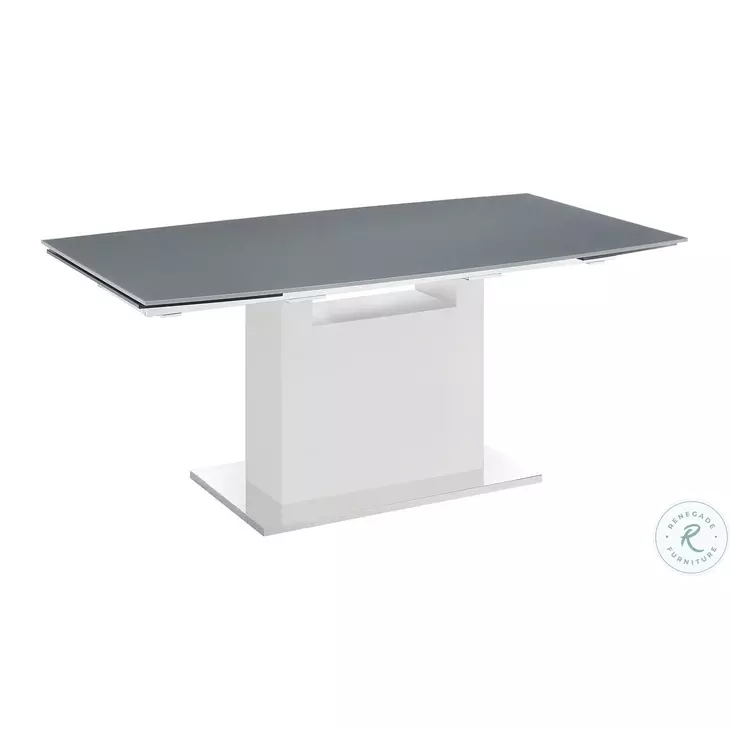 Olivia Gray Glass And White Motorized Extendable Dining Table