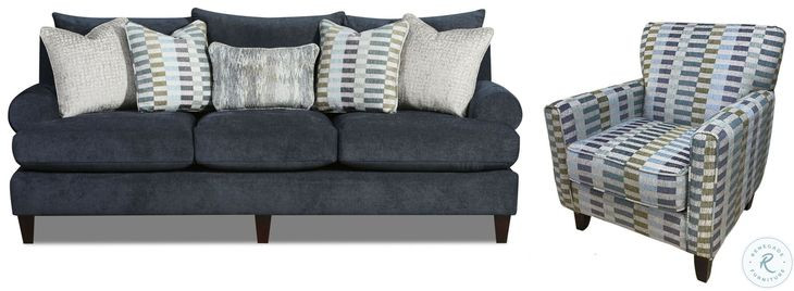 Elise Ink Round Arms Living Room Set