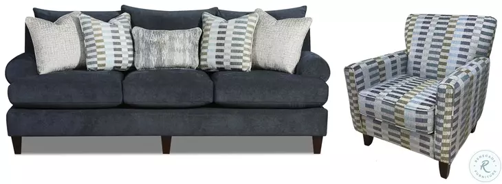 Elise Ink Gray Living Room Set with Round Arm