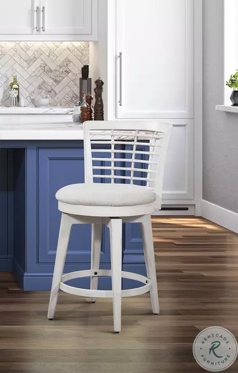 Beach Comber Weathered White Swivel Counter Height Stool