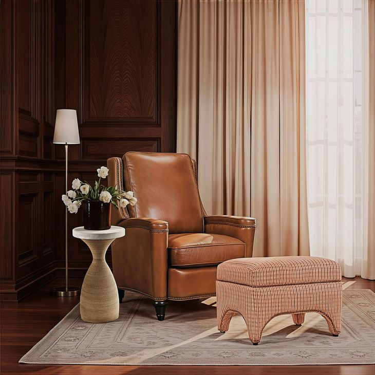 Rylea Soft Bronze Valencia Toro Leather Manual Push Back Recliner