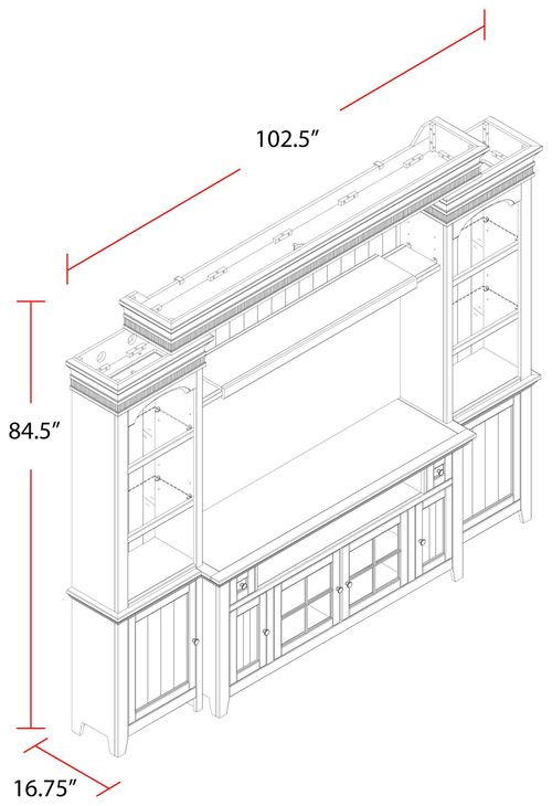 Tidewater Vintage White 3 Piece Small Entertainment Wall
